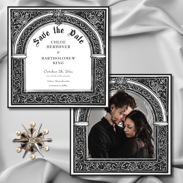 Gothic Black White Medieval Until Death Photo Save The Date (Gothic Black White Medieval Until Death Wedding Photo Save The Date)