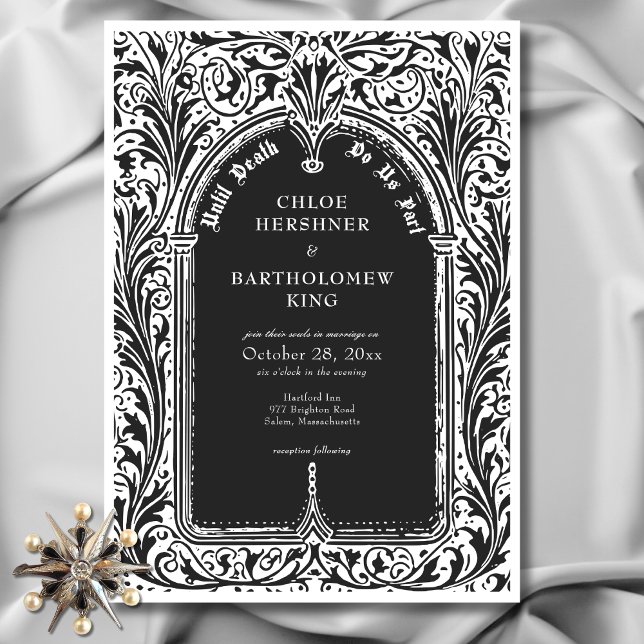 Gothic Black White Medieval Until Death Wedding Invitation (Gothic Black White Medieval Until Death Wedding Invitation)