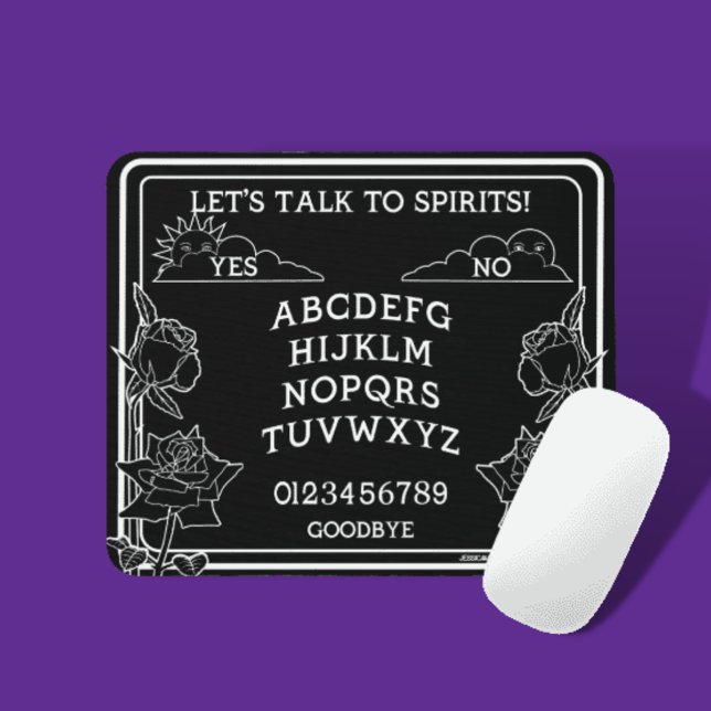 Gothic Black White Spirit Board Floral Mouse Pad (Creator Uploaded)