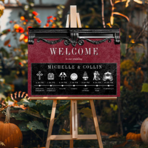 Gothic Black & Wine Order of Events Wedding Poster