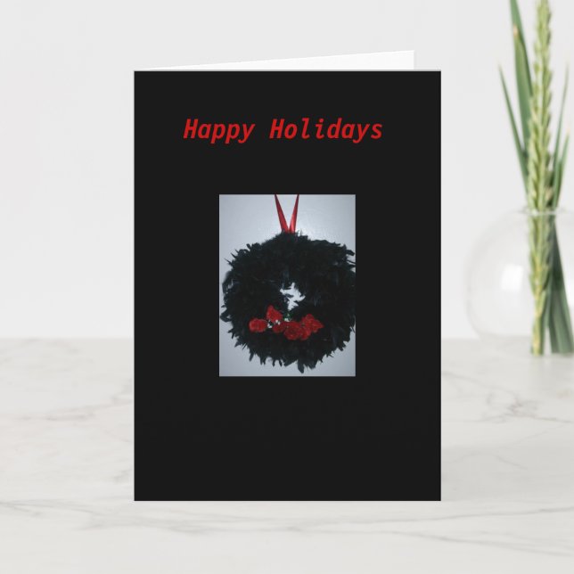 Gothic Black Wreath Christmas Card (Front)