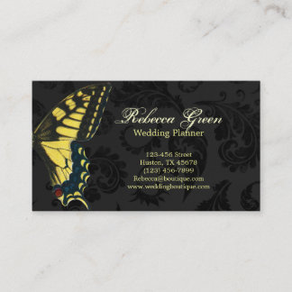 gothic black yellow butterfly business card