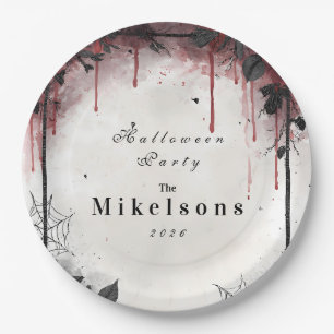 Gothic Blood Roses Halloween Party Paper Plate