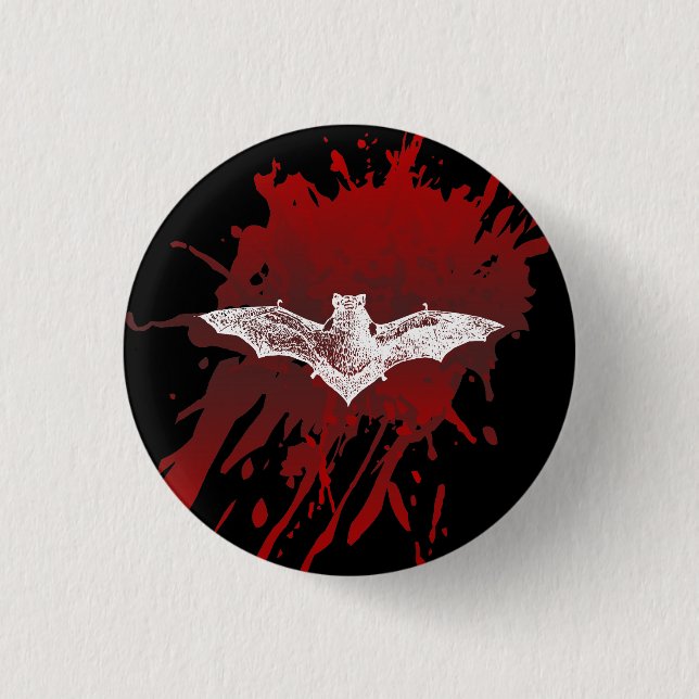 GOTHIC BLOODY BAT VAMPIRE 1 INCH ROUND BUTTON (Front)