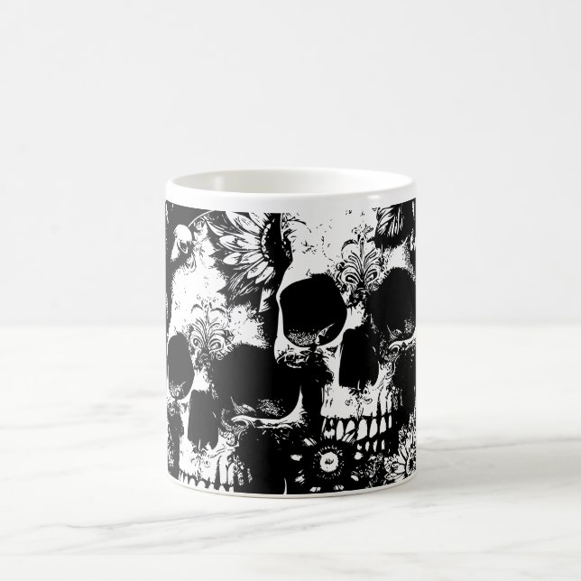 Gothic Bloom Mug – A Darkly Elegant Fusion of Skul (Center)