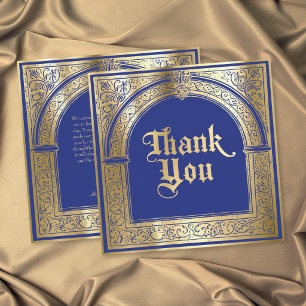 Gothic Blue Gold Medieval Until Death Thank You Card