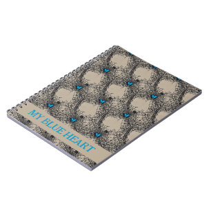 Gothic Blue Heart Butterfly in Spiderweb ephemera Notebook