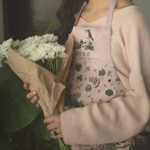 Gothic Blush Pink Bride or Die Floral Skull Clover Apron