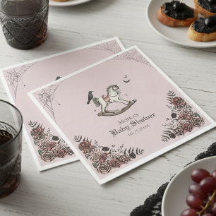 Gothic Blush Pink Rocking Horse Baby Shower Paper Napkin