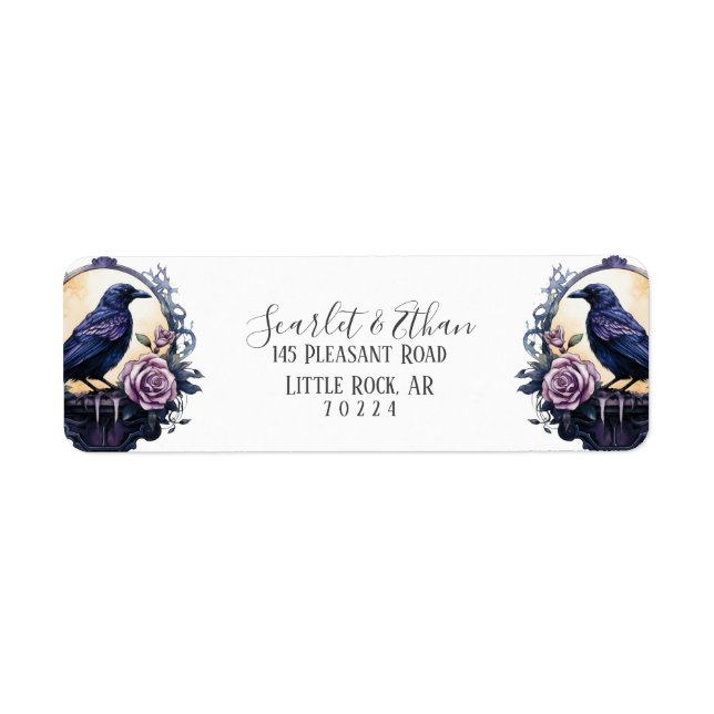 Gothic Boho Floral Raven & Rose Wedding Return (Front)