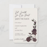 Gothic Bone and Burgundy Til Death Save the Date
