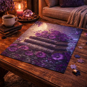 Gothic Book Purple Floral Jigsaw Puzzle