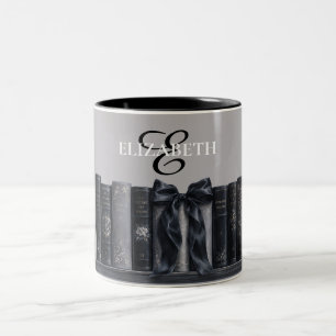 Gothic Books Bow Bookish Book Lover Personalized Two-Tone Coffee Mug