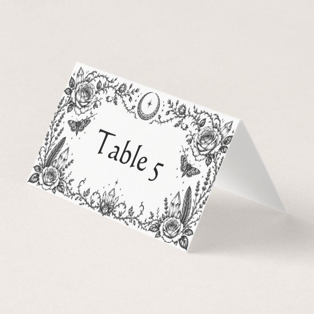 Gothic Botanical Black and White Wedding Table (Front)