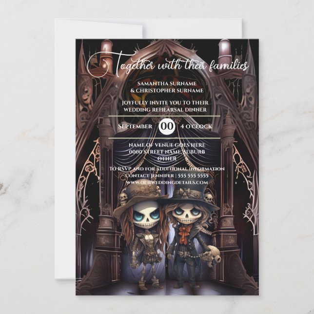 Gothic bridal couple goth cathedral dark moody invitation (Front)