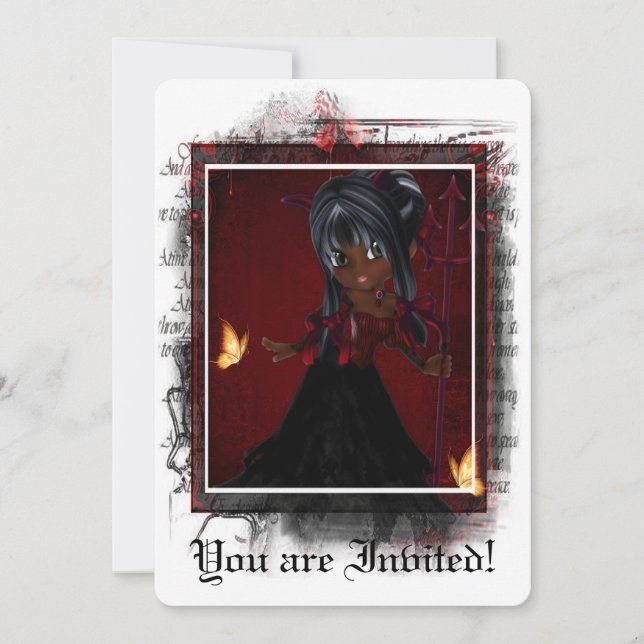 Gothic Bridal Shower Invitation Little Devil 4 (Front)