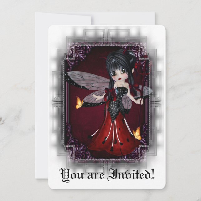 Gothic Bridal Shower Invite Little Devil Ladybug 1 (Front)