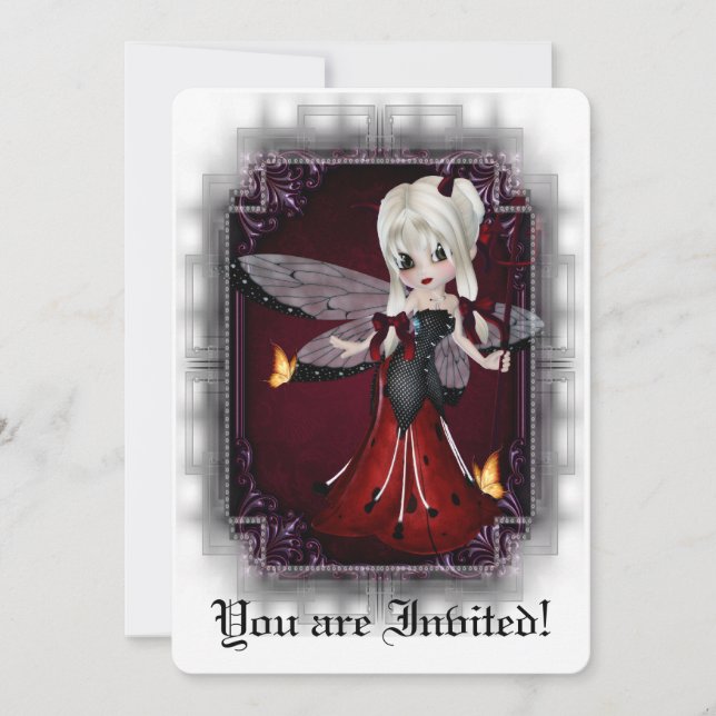 Gothic Bridal Shower Invite Little Devil Ladybug 2 (Front)