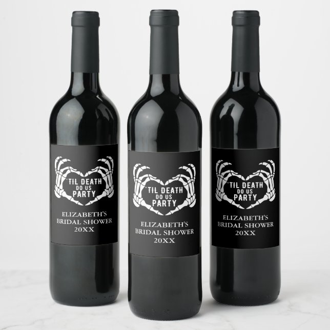 Gothic Bridal Shower Til Death Do Us Party Wine Label (Bottles)