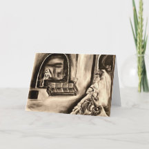 GOTHIC BRIDE Charcoal Drawing BLANK Greeting Card