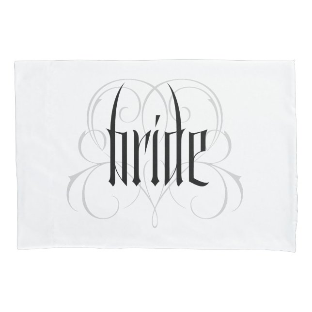 Gothic Bride Lettering Goth Vampire Lacy Heart Pillowcase (Front)