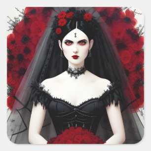 Gothic Bride Square Sticker