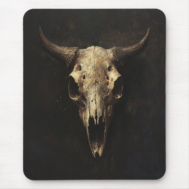 Gothic Bull Skull Decoupage Mouse Pad (Front)