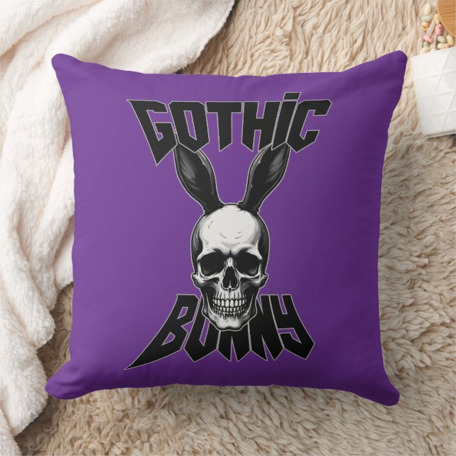 Gothic Bunny – Dark Easter Art - almofada Throw Pillow (Blanket)