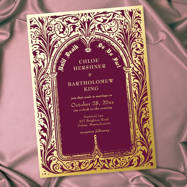 Gothic Burgundy Black Medieval Until Death Wedding (Gothic Burgundy Black Medieval Until Death Wedding Foil Invitation)
