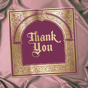 Gothic Burgundy Gold Medieval Until Death Thank You Card
