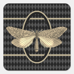 Gothic Butterfly Black Diamond Square Sticker