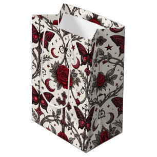 Gothic Butterfly Floral Pattern (1) Medium Gift Bag