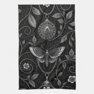 Gothic Butterfly Floral Pattern (3) Kitchen Towel