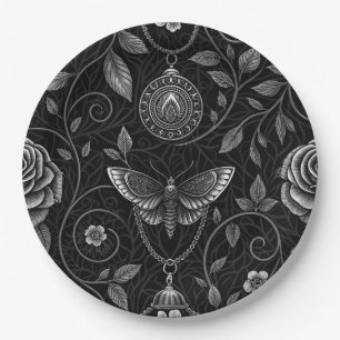 Gothic Butterfly Floral Pattern (3) Paper Plate