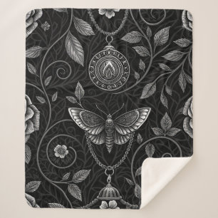 Gothic Butterfly Floral Pattern (3) Sherpa Blanket