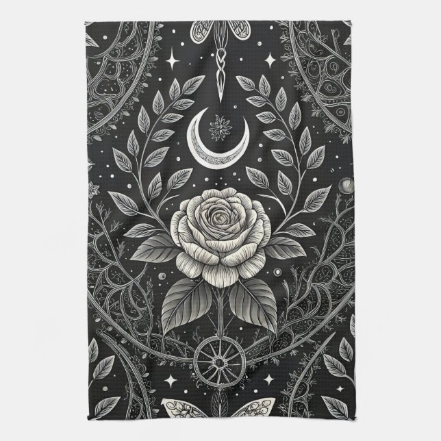 Gothic Butterfly Floral Pattern (4) Kitchen Towel (Vertical)