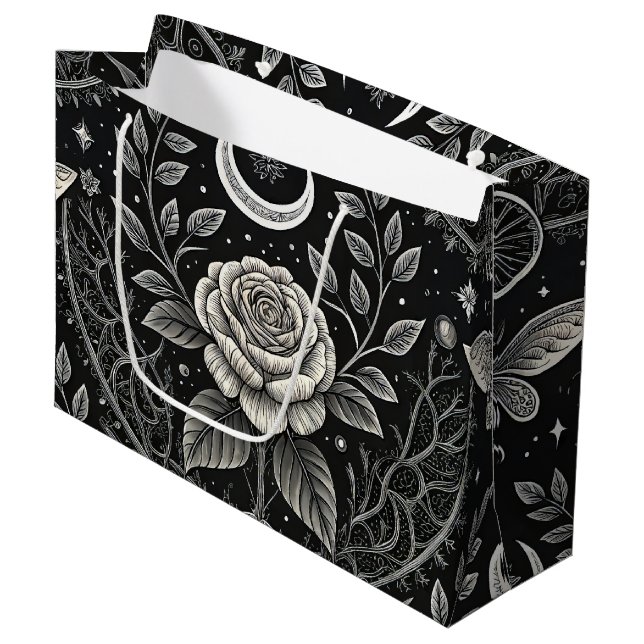 Gothic Butterfly Floral Pattern (4) Large Gift Bag (Front Angled)