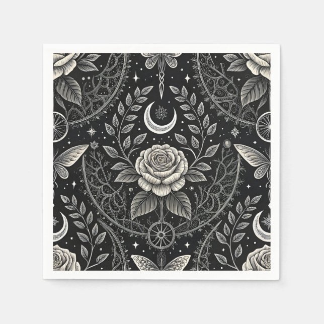 Gothic Butterfly Floral Pattern (4) Napkin (Front)
