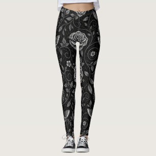 Gothic Butterfly Floral Pattern (5) Leggings