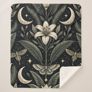 Gothic Butterfly Floral Pattern (5) Sherpa Blanket