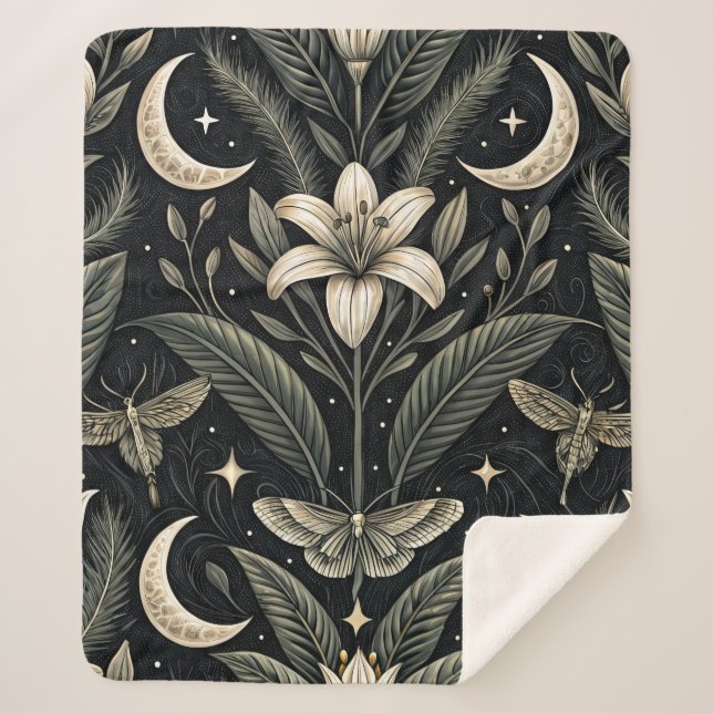 Gothic Butterfly Floral Pattern (5) Sherpa Blanket (Front)