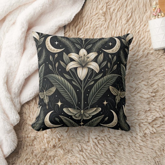 Gothic Butterfly Floral Pattern (5) Throw Pillow (Blanket)