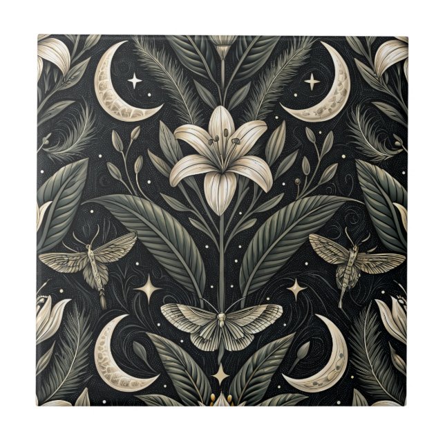 Gothic Butterfly Floral Pattern (5) Tile (Front)