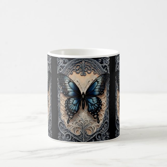 Gothic Butterfly in Ornate Scrollwork Coffee Mug (Center)