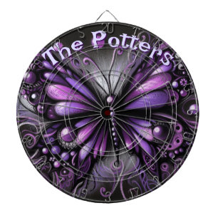 Gothic Butterfly Purple Black Personalized Dartboard
