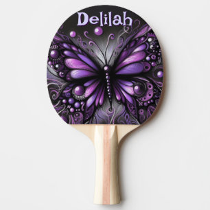Gothic Butterfly Purple Black Personalized Ping Pong Paddle