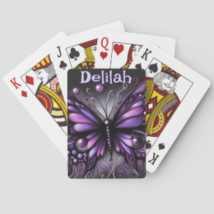 Gothic Butterfly Purple Black Personalized Playing Cards