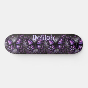 Gothic Butterfly Purple Black Personalized Skateboard