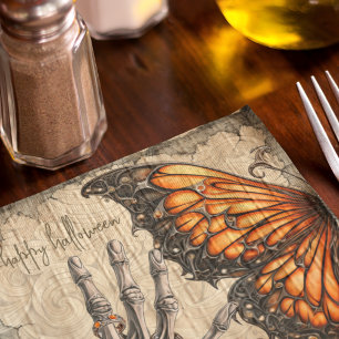 Gothic Butterfly Skeleton Hand Victorian Napkin