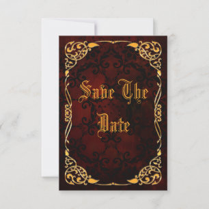 Gothic Cadre Doré Faire-Part de 17e Anniversaire